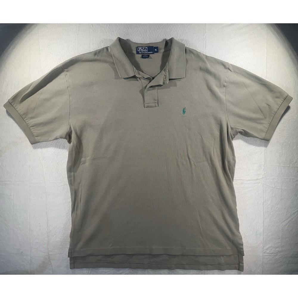Polo Ralph Lauren Men's XL Polo Shirt Tan Beige Classic Fit Green Pony Logo